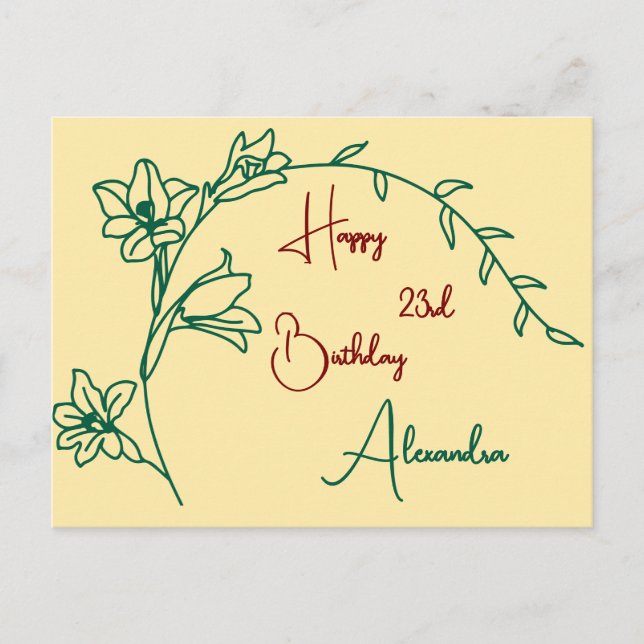 Einfache Blumenbutter Gelb zum Geburtstag Postkarte (Vorderseite)
