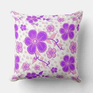 Einfache Blumenfarbe Lila und rosa drucken Kissen