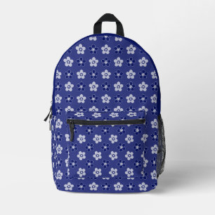 einfache blumenfeste blaue Muster Retro kleine Blu Bedruckter Rucksack
