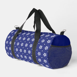 einfache blumenfeste blaue Muster Retro kleine Blu Duffle Bag