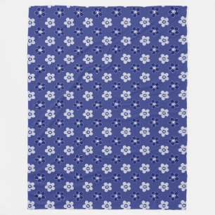 einfache blumenfeste blaue Muster Retro kleine Blu Fleecedecke