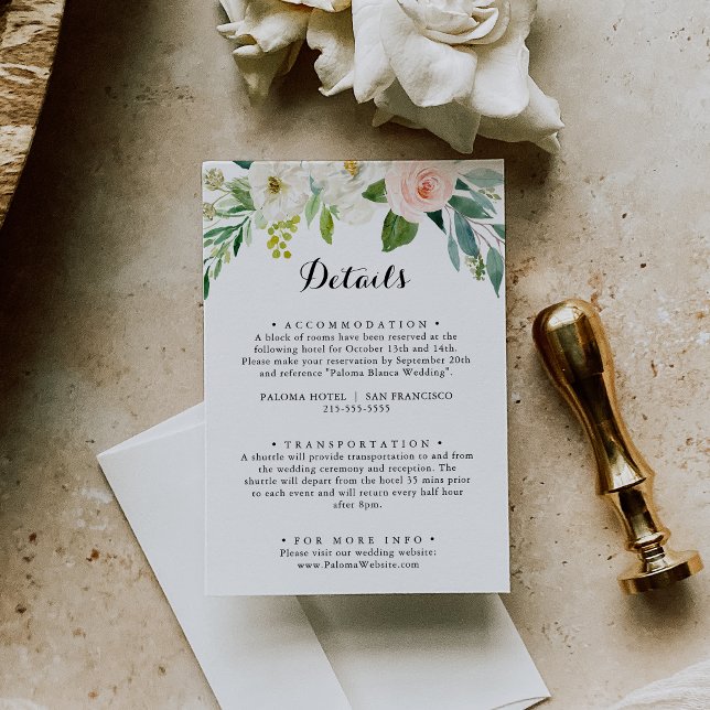Einfache Blumenfolien Hochzeitdetails Begleitkarte (Von Creator hochgeladen)