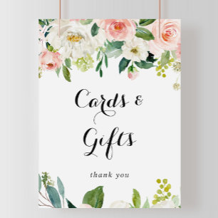 Einfache Blumenfolienkarte und Geschenkschild Poster