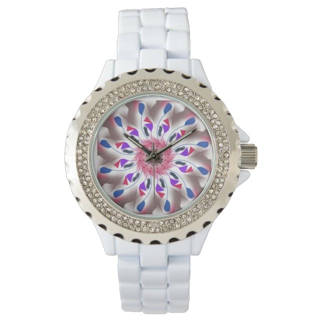 Einfache Blumenfreude Armbanduhr (Vorderseite)