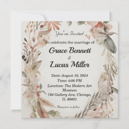 Einfache blumengemalte weiche Hochzeitseinladung Einladung