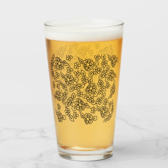 Einfache, blumengeschmückte zeichn glas (Rückseite (gefüllt))