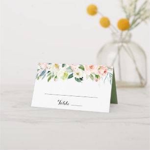 Einfache Blumenkalligrafie-Hochzeitstil-Platzkarte Platzkarte
