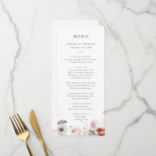 Einfache Blumenkarte zum Abendessen Menükarte