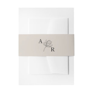 Einfache blumenmonogramm Hochzeitstile Taupe Einladungsbanderole