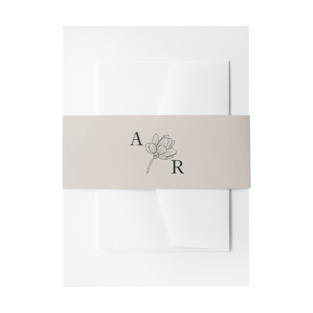 Einfache blumenmonogramm Hochzeitstile Taupe Einladungsbanderole (Vorderseite Beispiel)