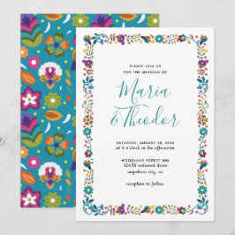 Einfache Blumenmuster im mexikanischen Stil Hochze Einladung
