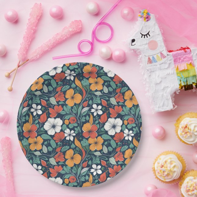 Einfache Blumenmuster Pappteller (Party)