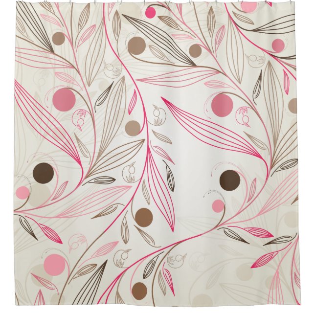 Einfache Blumenmuster - Rosa, Creme, Brown, beige Duschvorhang (Vorderseite)