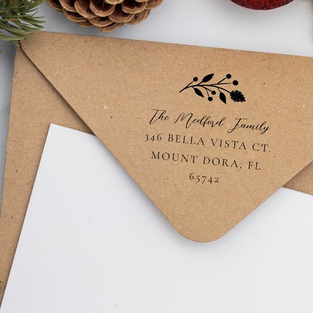 Einfache Blumenrig Elegante Script-Adresse Gummistempel (Von Creator hochgeladen)
