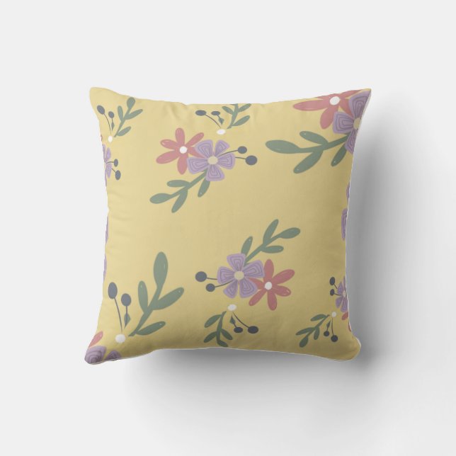 Einfache Blumenrippen auf Gelb Kissen (Rückseite)