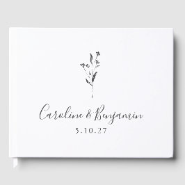 Einfache Blumenschrift White Boho Wedding Custom Gästebuch