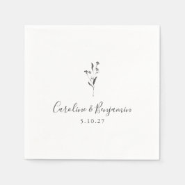 Einfache Blumenschrift White Boho Wedding Custom Serviette