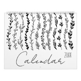 Einfache Blumenzweige, handschriftlicher Kalender