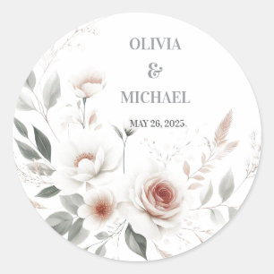 Einfache Blush-Blumenhochzeit Runder Aufkleber