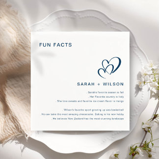 Einfache Blush Heart Wedding Fun Fakten Serviette
