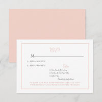 Einfache Blush Moderne Schriftart Hochzeit RSVP-Ka
