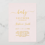 Einfache Blush Pink Babydusche echt Folieneinladung<br><div class="desc">Blush Pink Real Gold Foil Baby Dusche Girl Einladung</div>