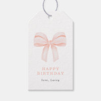 Einfache Blush Pink Coquette Bow Happy Birthday