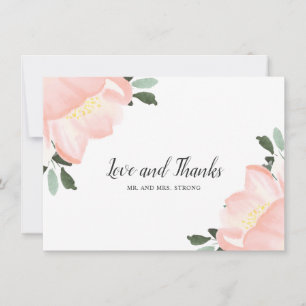 Einfache Blush Pink Floral Elegante Hochzeit Dankeskarte