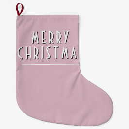 Einfache Blush Pink Frohe Weihnachtstypografie Großer Weihnachtsstrumpf