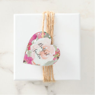 Einfache Blush Pink Fushia Blumenzettel Geschenkanhänger