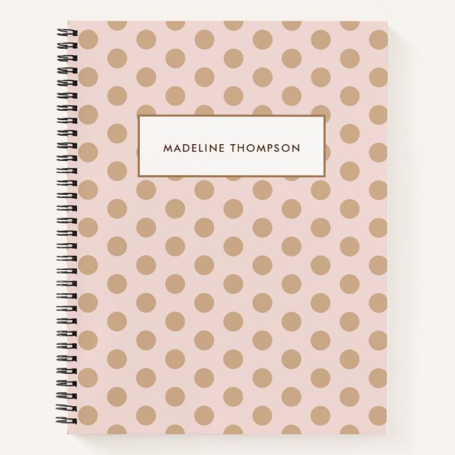 Einfache Blush Pink Gold Polka Dots Name Notizbuch (Vorderseite)