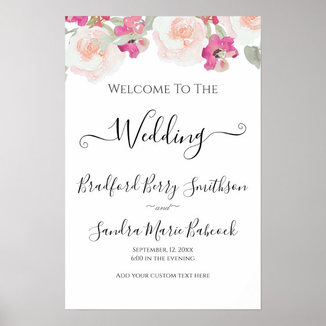 Einfache Blush Pink Himbeere Blumenzettel Poster (Vorne)