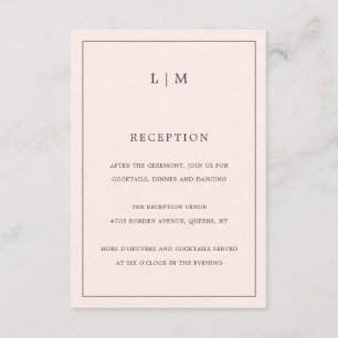 Einfache Blush Pink Monogram Elegante Hochzeit Begleitkarte