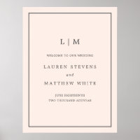 Einfache Blush Pink Monogram Elegante Hochzeit