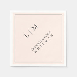 Einfache Blush Pink Monogram Elegante Hochzeit Serviette