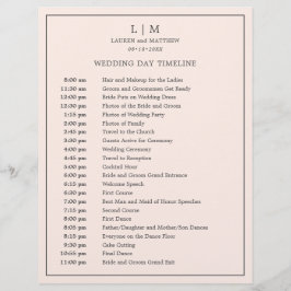 Einfache Blush-Pink-Monogramm-Hochzeitszeit