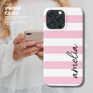 Einfache Blush Pink Stripe iPhone Gehäuse mit Name Case-Mate iPhone Hülle