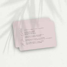 Einfache Blush Wedding Finer Detailkarte Begleitkarte