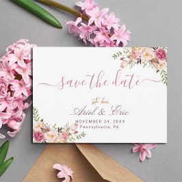 Einfache Blütenpink-Blütenhochzeit Save The Date