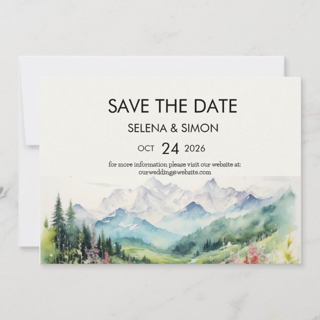 Einfache Blütenwand horizontal Save The Date (Vorderseite)