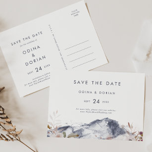 Einfache Blütenwand Save the Date horizontal Einladungspostkarte