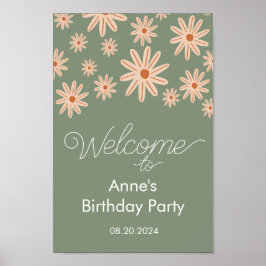 Einfache Boho-Blume im ganzen Alter Geburtstag Poster