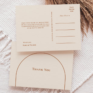 Einfache Boho-Bogen-Elfenbein-Hochzeits-Dankeskart Postkarte