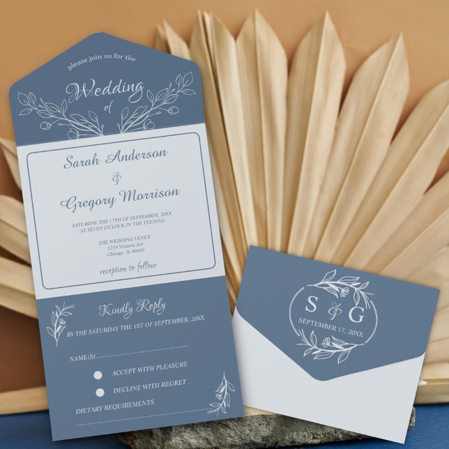 Einfache Boho Floral All in One Wedite Einladung (Von Creator hochgeladen)