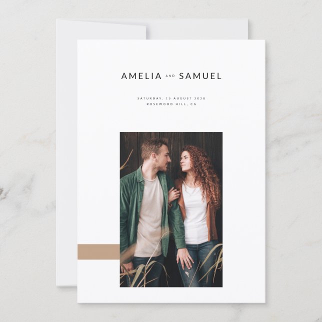Einfache Boho-Minimalist-Hochzeit Einladung (Vorderseite)