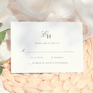 Einfache Boho-Minimalist-Monogramm-Hochzeit RSVP Karte