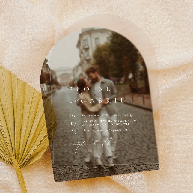 Einfache Boho Moderne Minimalistische Arch Wedding Acryleinladungen (Card Mock-up)