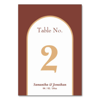 Einfache Boho Retro Oriental Wedding Table Card Tischnummer
