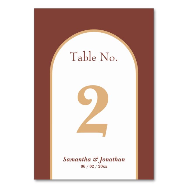 Einfache Boho Retro Oriental Wedding Table Card Tischnummer (Vorderseite)