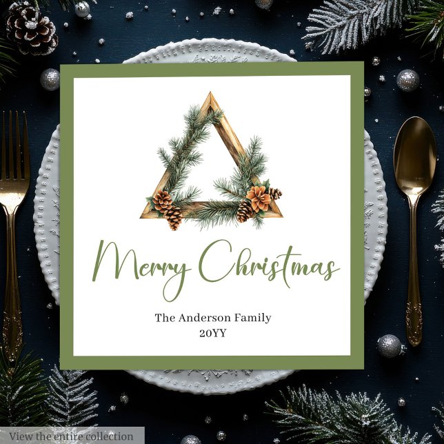 Einfache Boho-Rustikal-Weihnachts-Kranz-Servietten Serviette (Simple Boho Rustic Christmas Wreath Napkins)